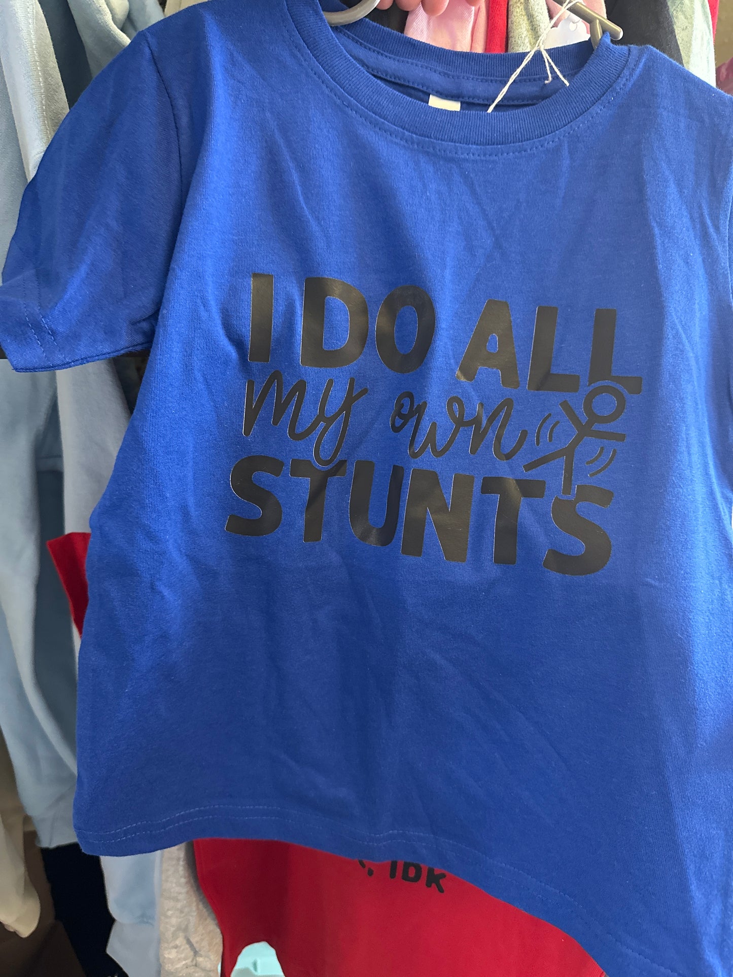 Rabbit skins brand toddler size 4 blue t shirt- stunts