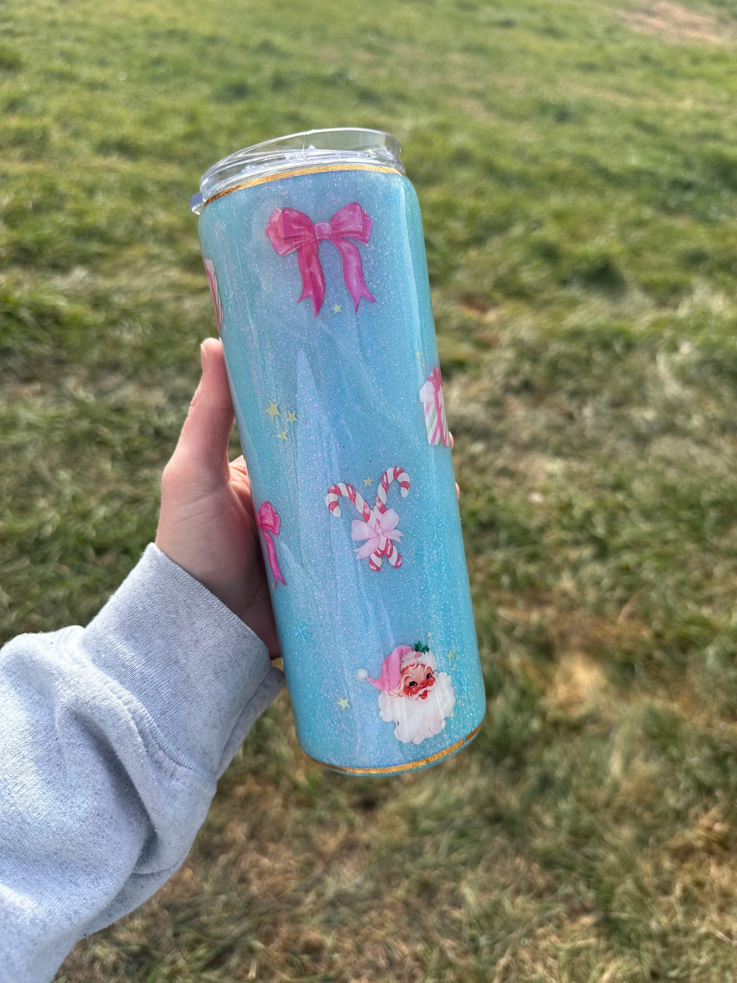 20 ounce Skinny Blue Christmas Epoxy Tumbler