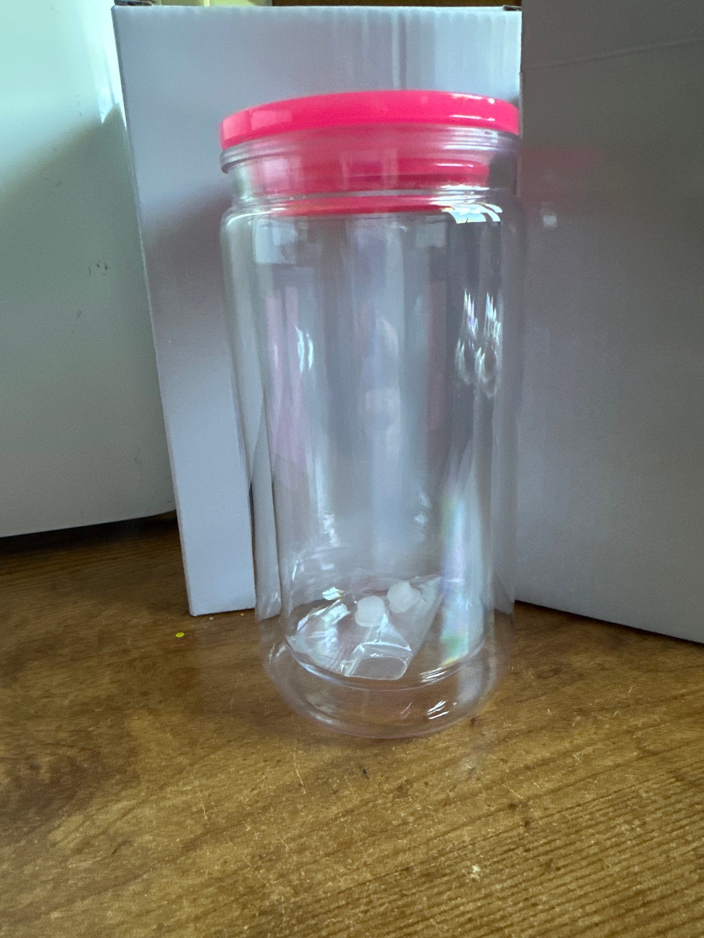 16 ounce acrylic snowglobe tumbler hot pink lid