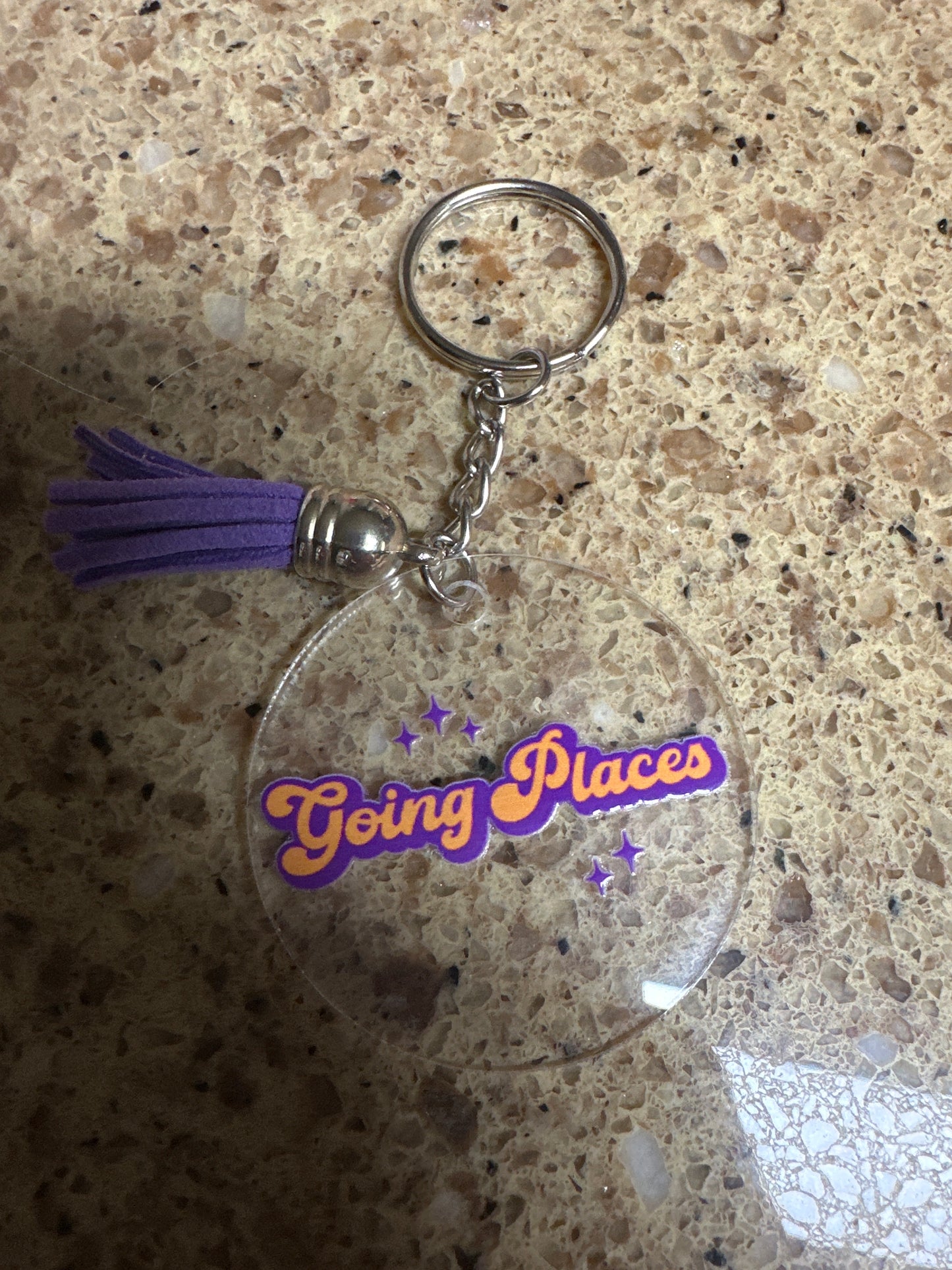 Going Places Round Keychain