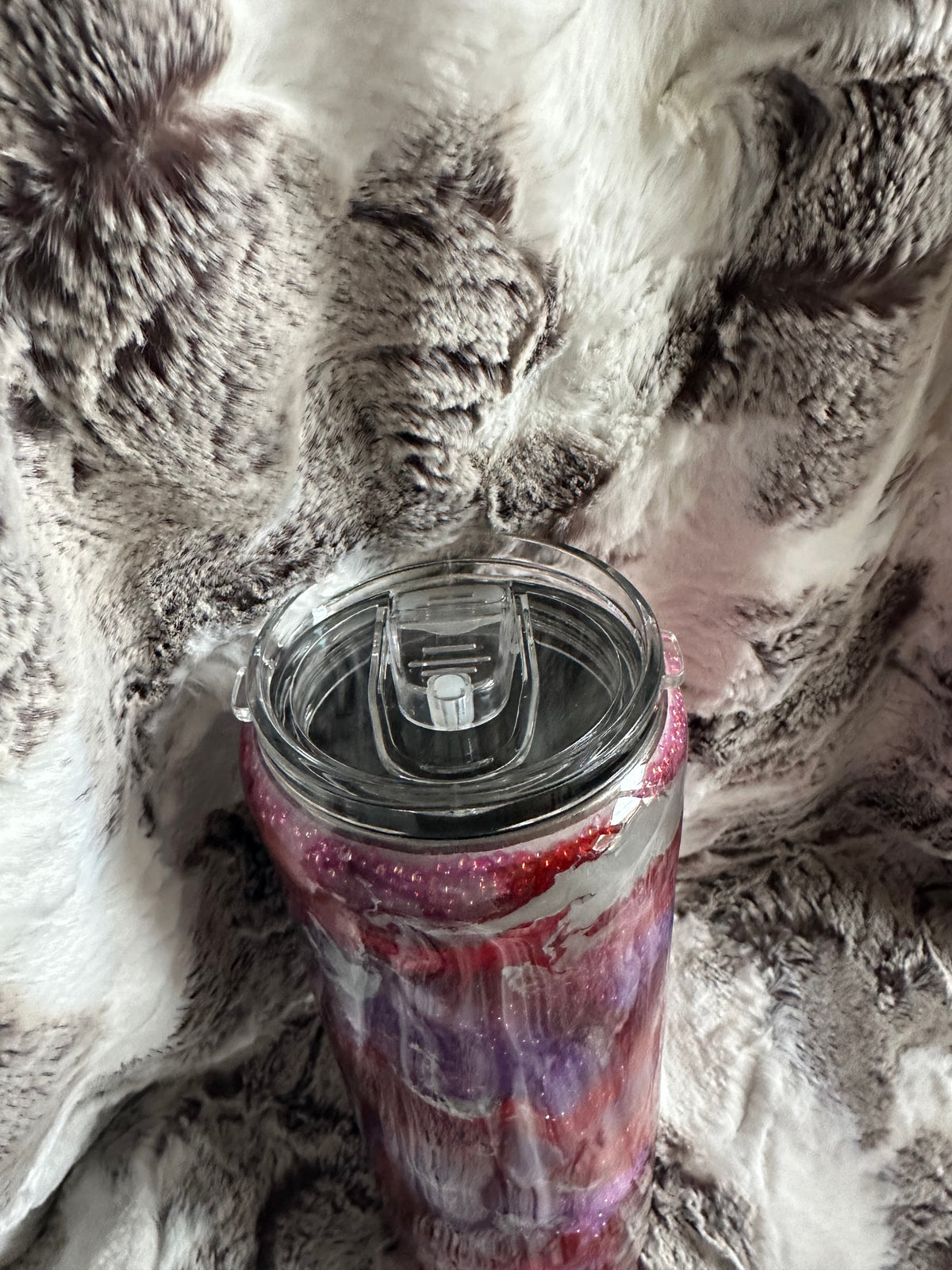 Red/Purple/Silver Ink Swirl 30 ounce tumbler