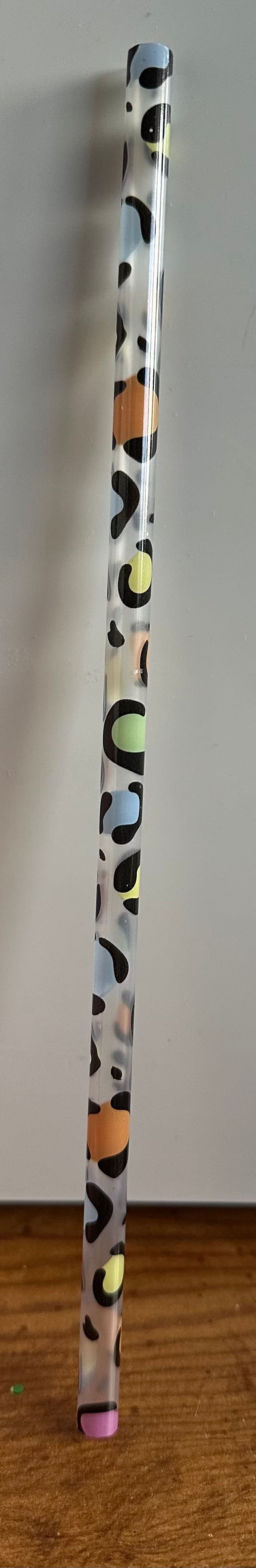 Colored Leopard Print Straw