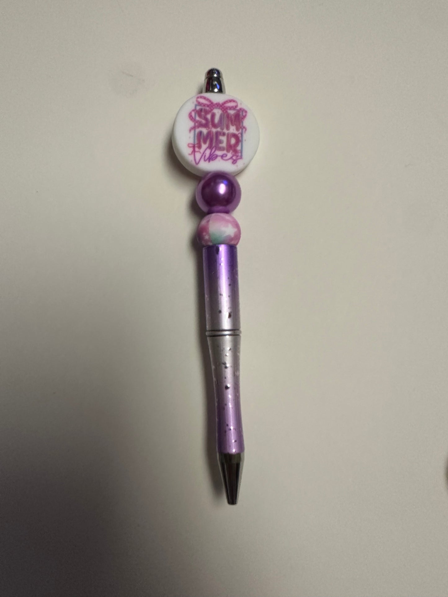 Purple and silver flake metallic pen with Summer vibes focal