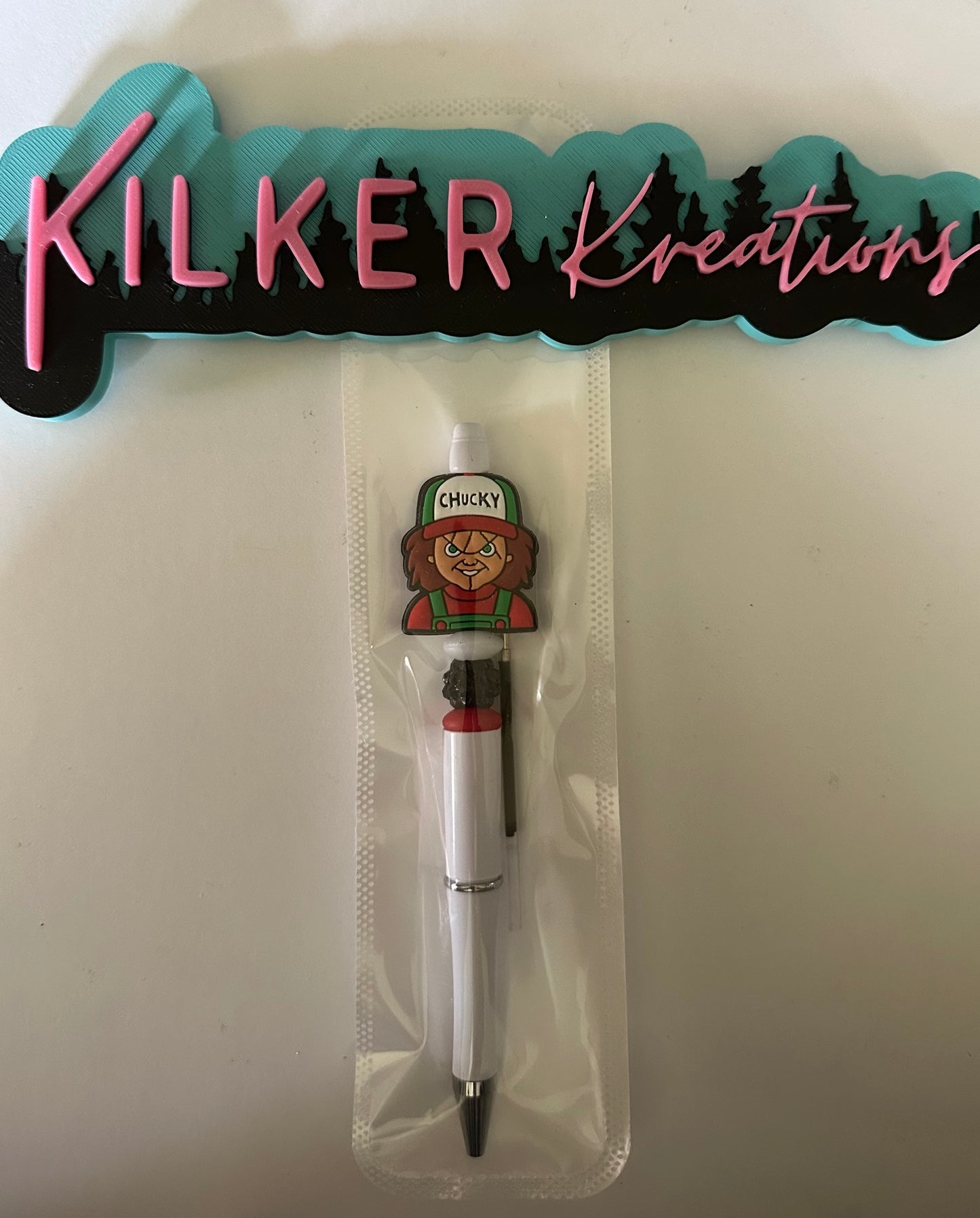 Halloween White Beaded Pen