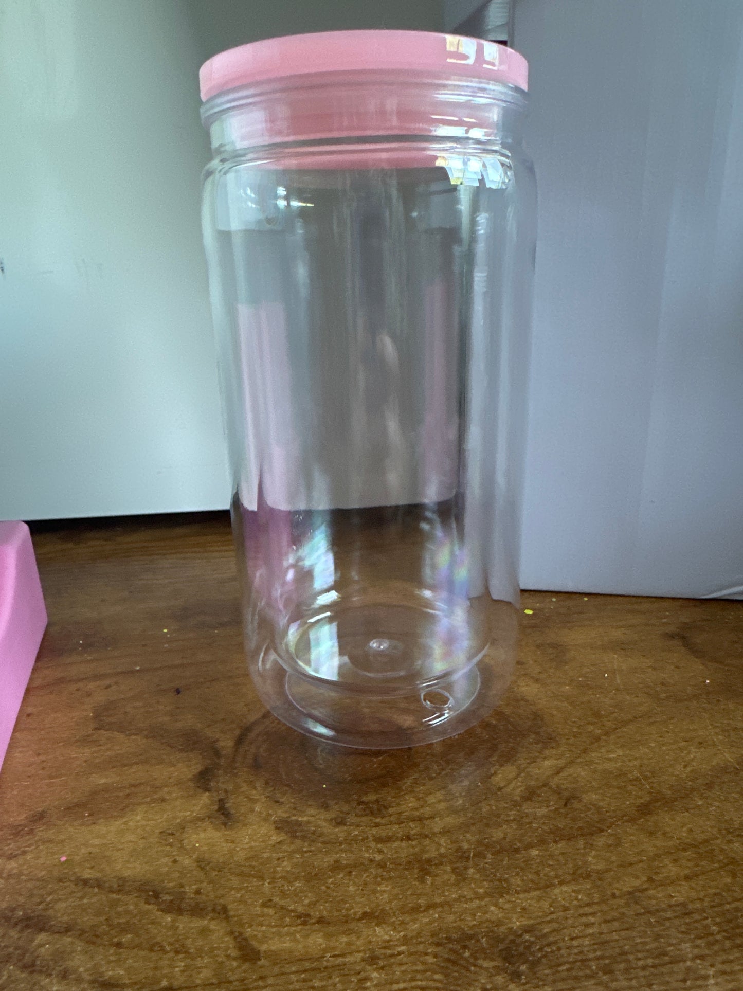 16 ounce acrylic snowglobe tumbler pink lid