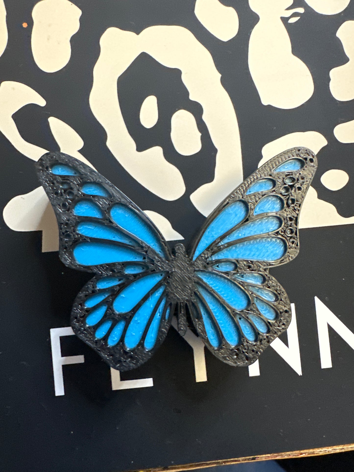 Black and Blue Butterfly Straw Topper