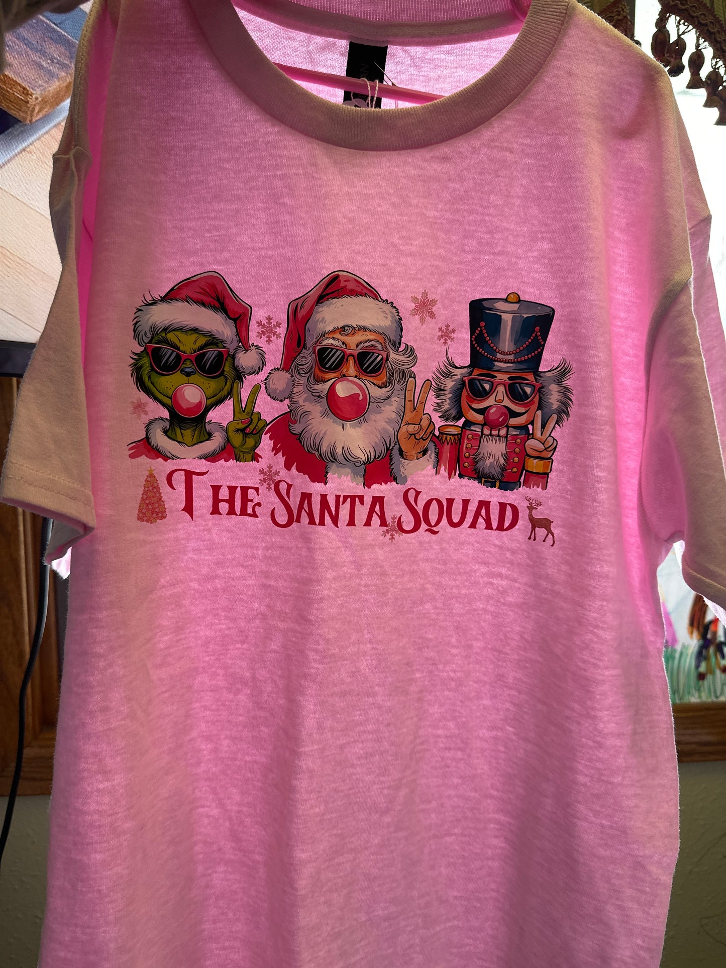 Gildan Light Pink youth t shirt size large-Santa squad