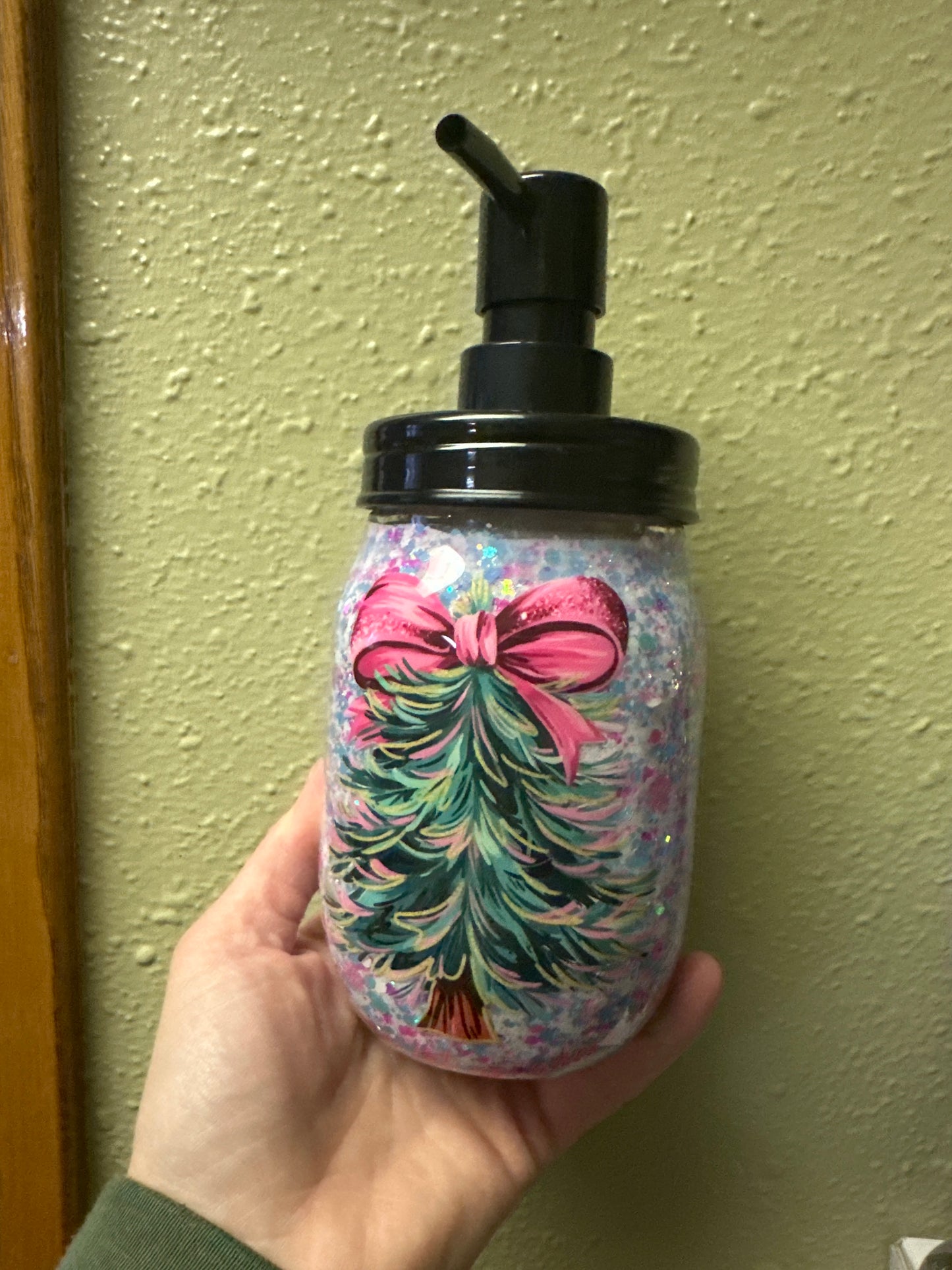 Christmas tree soap jar