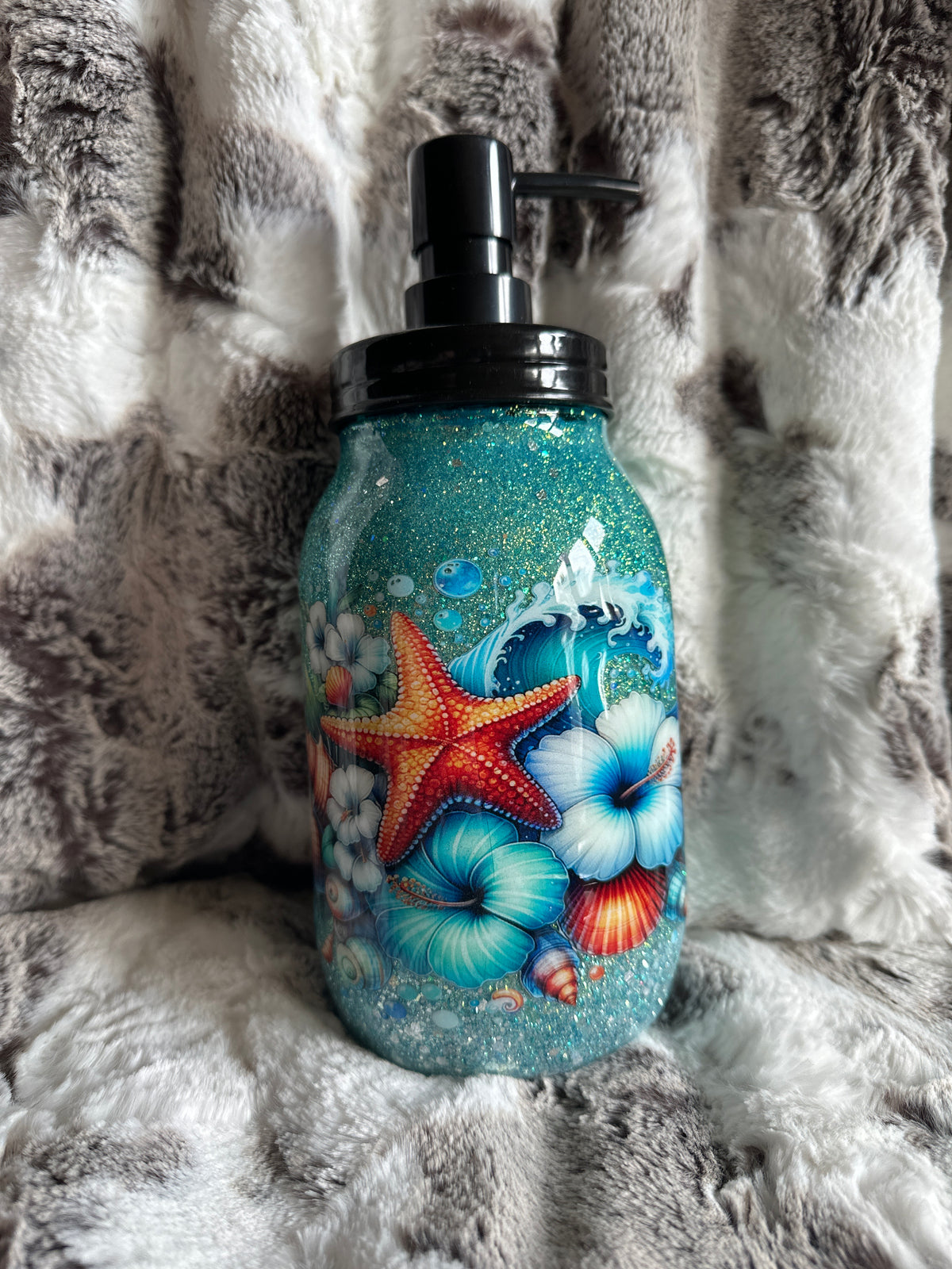 Quart Soap Jar- starfish