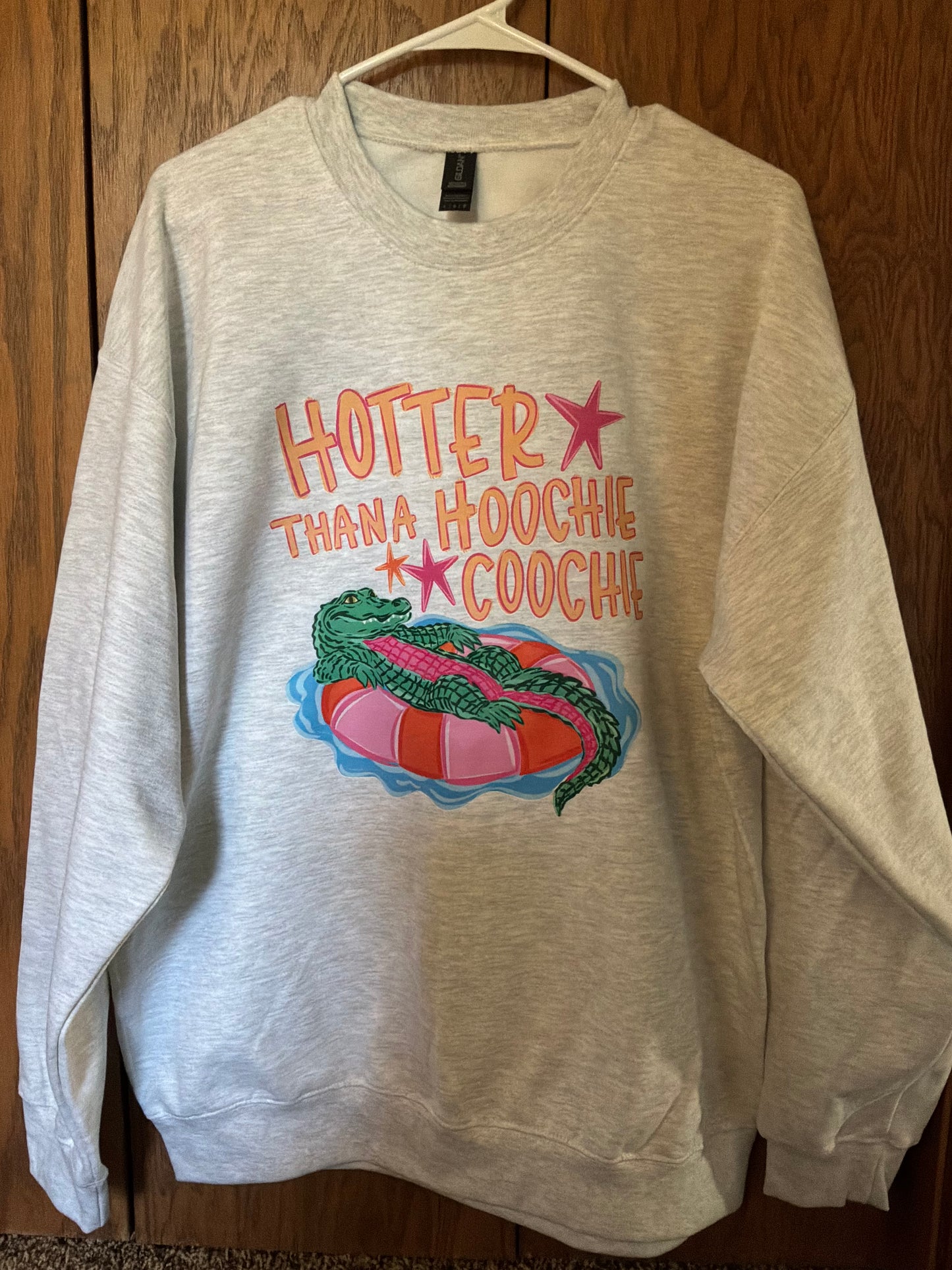 Hotter than a Hoochie light grey Gilman crewneck size Large