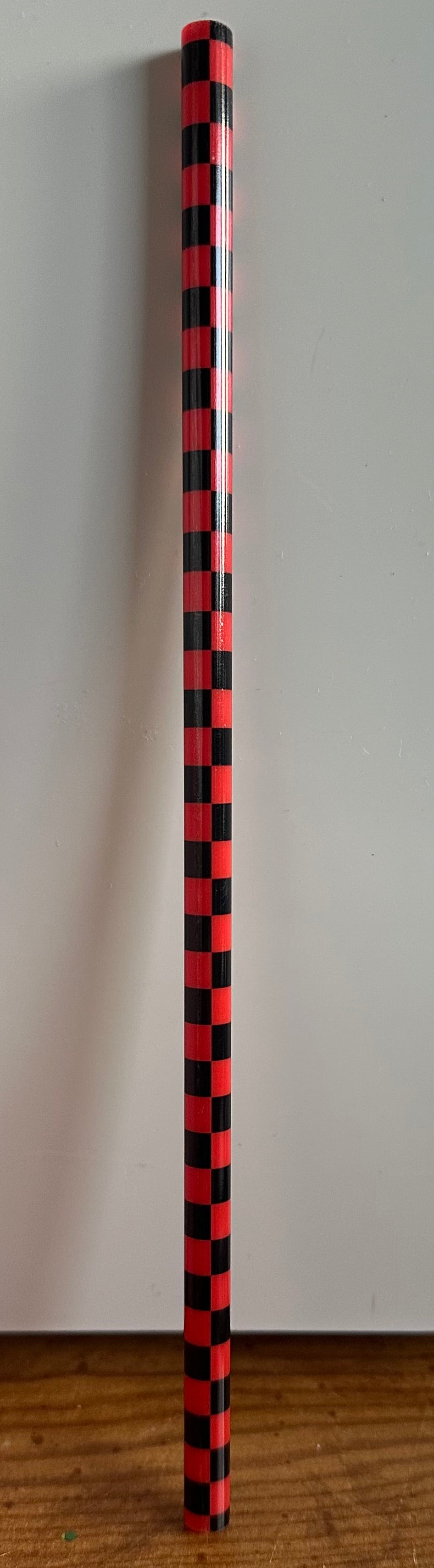 Red & Black Checkered Straw