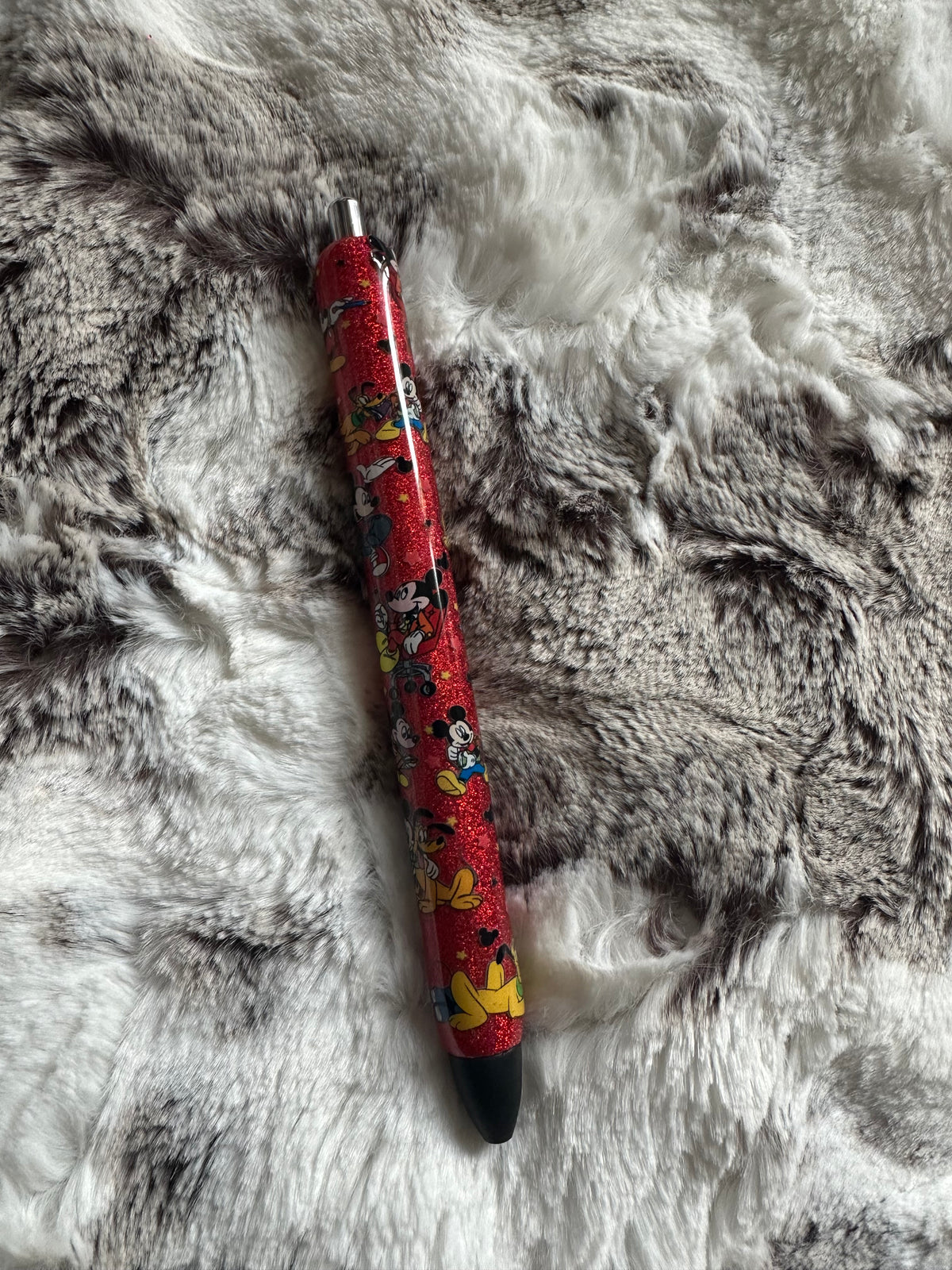 Red pen with dog and mouse print