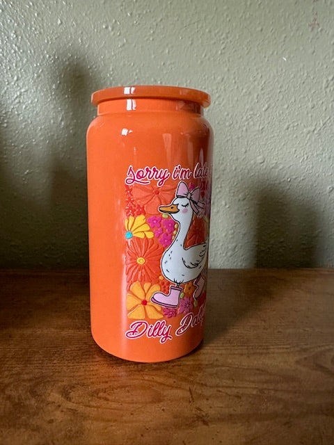 Orange Dilly Dally Stainless Steel Cup