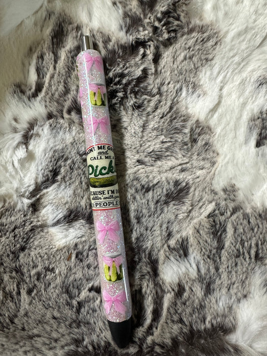 Epoxy Pen- Pink Bow & Pickles
