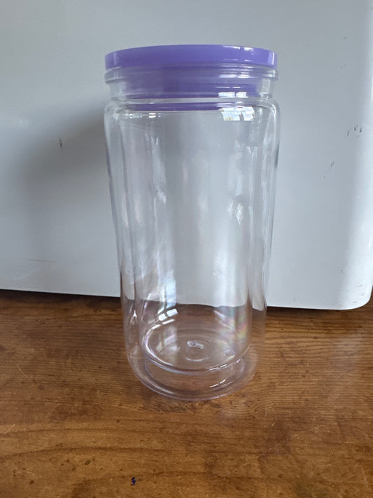 16 ounce Acrylic Snowglobe Purple Lid