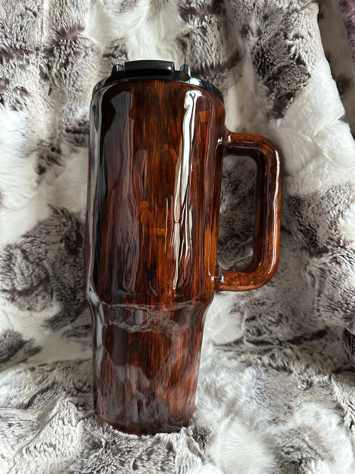 40 ounce Big Swig Woodgrain Skull and Flag Tumbler
