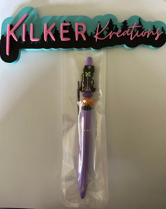 Halloween Witch light purple beaded pen