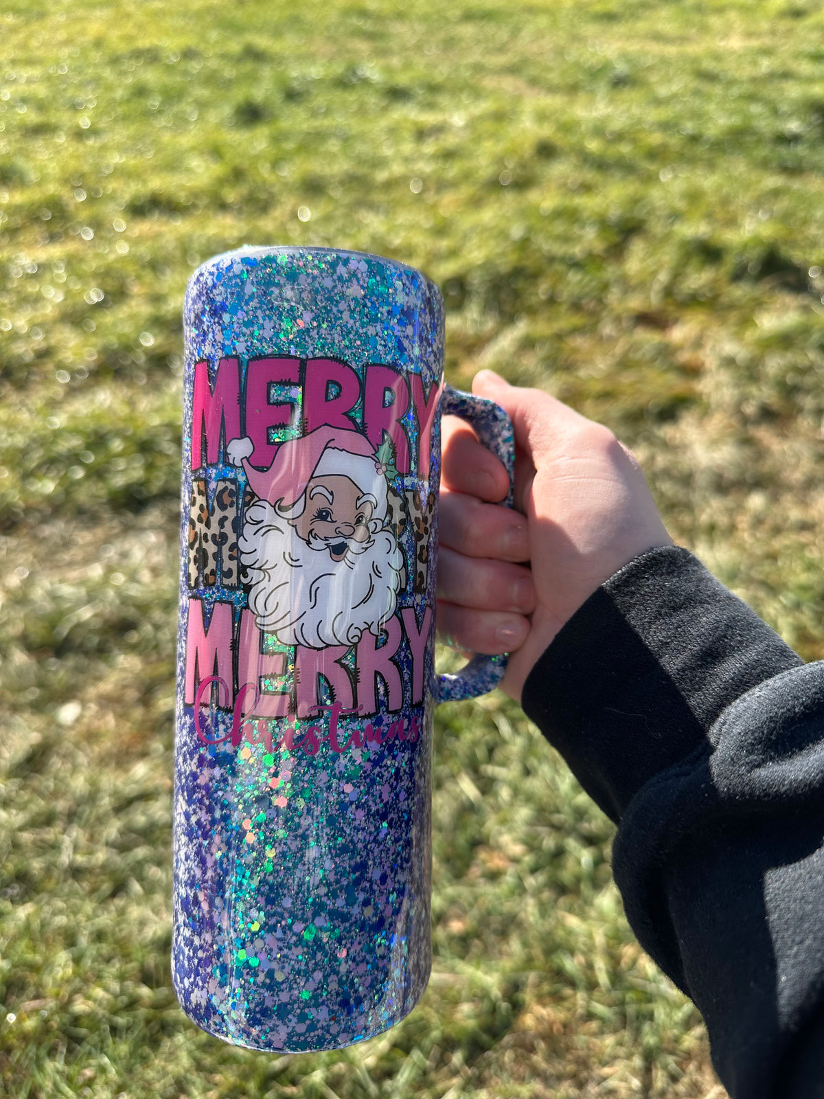 Merry Merry Christmas 20 ounce handled epoxy tumbler