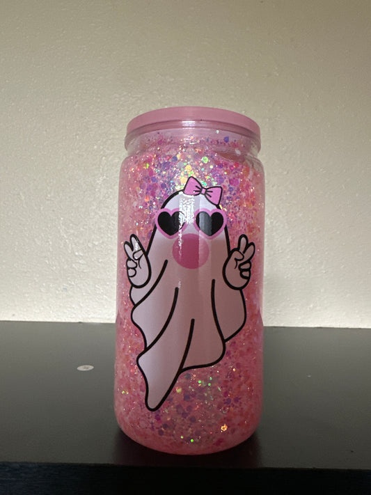 Bubble gum Ghost Pink Suspended Solution 16 ounce Tumbler