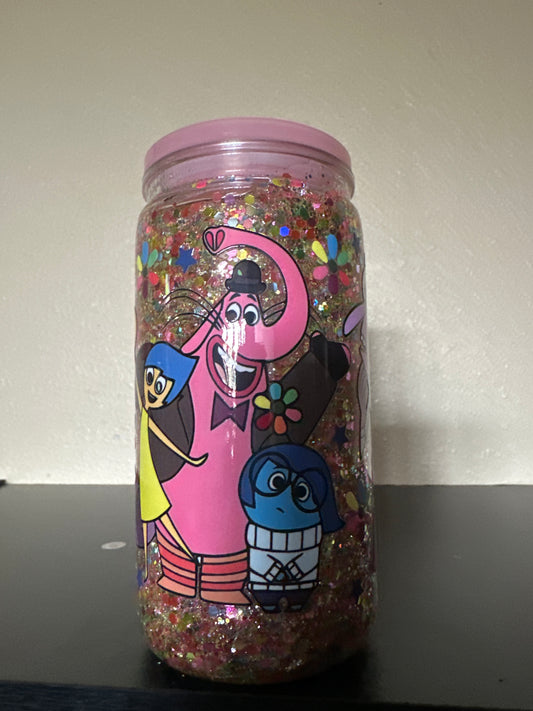 Suspended light pink lid 16 ounce inside out tumbler