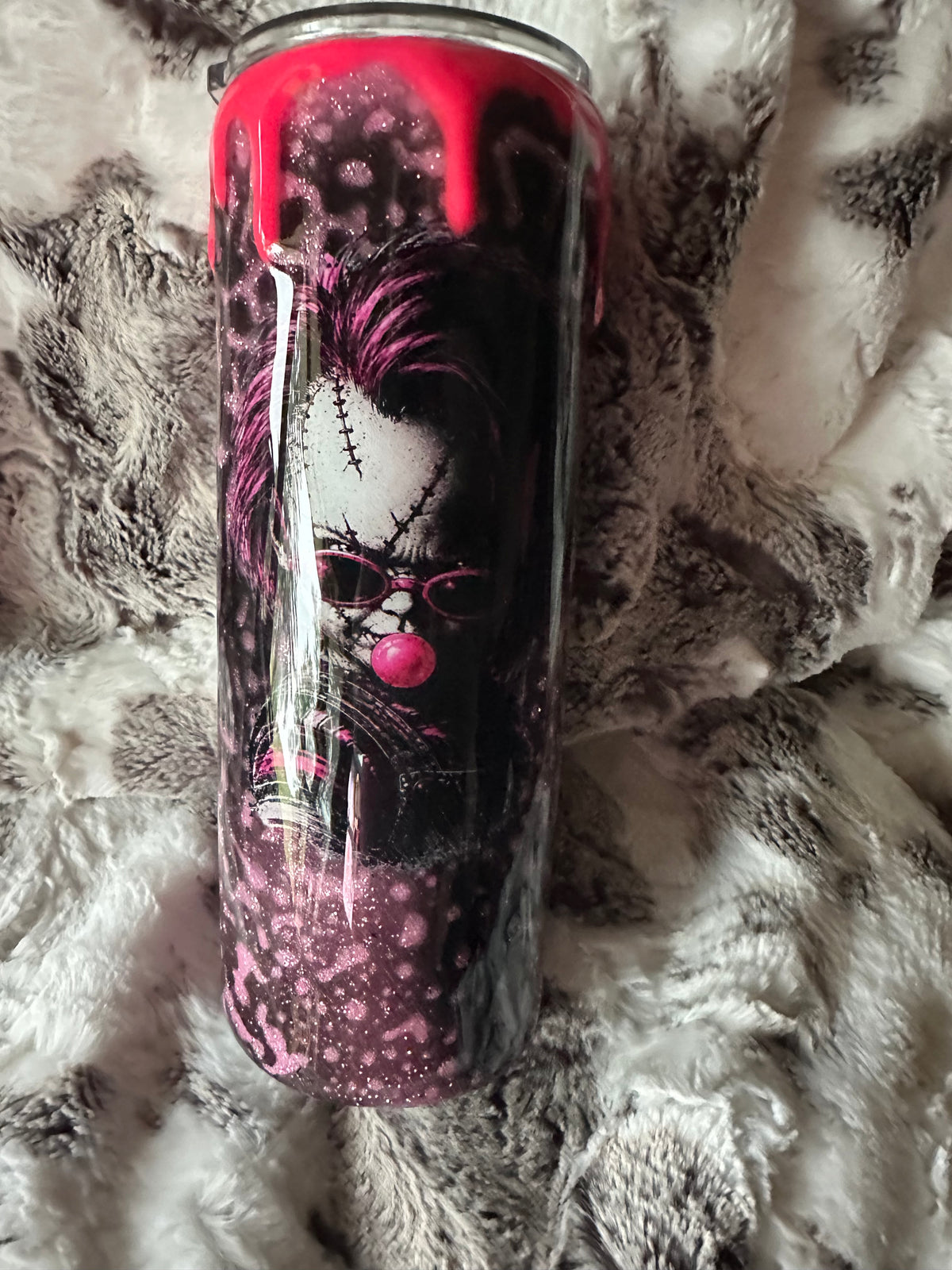 Halloween 20 ounce hot pink glow drip tumbler