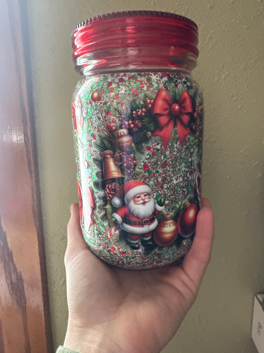 Dry Glitter Mason Christmas Tumbler