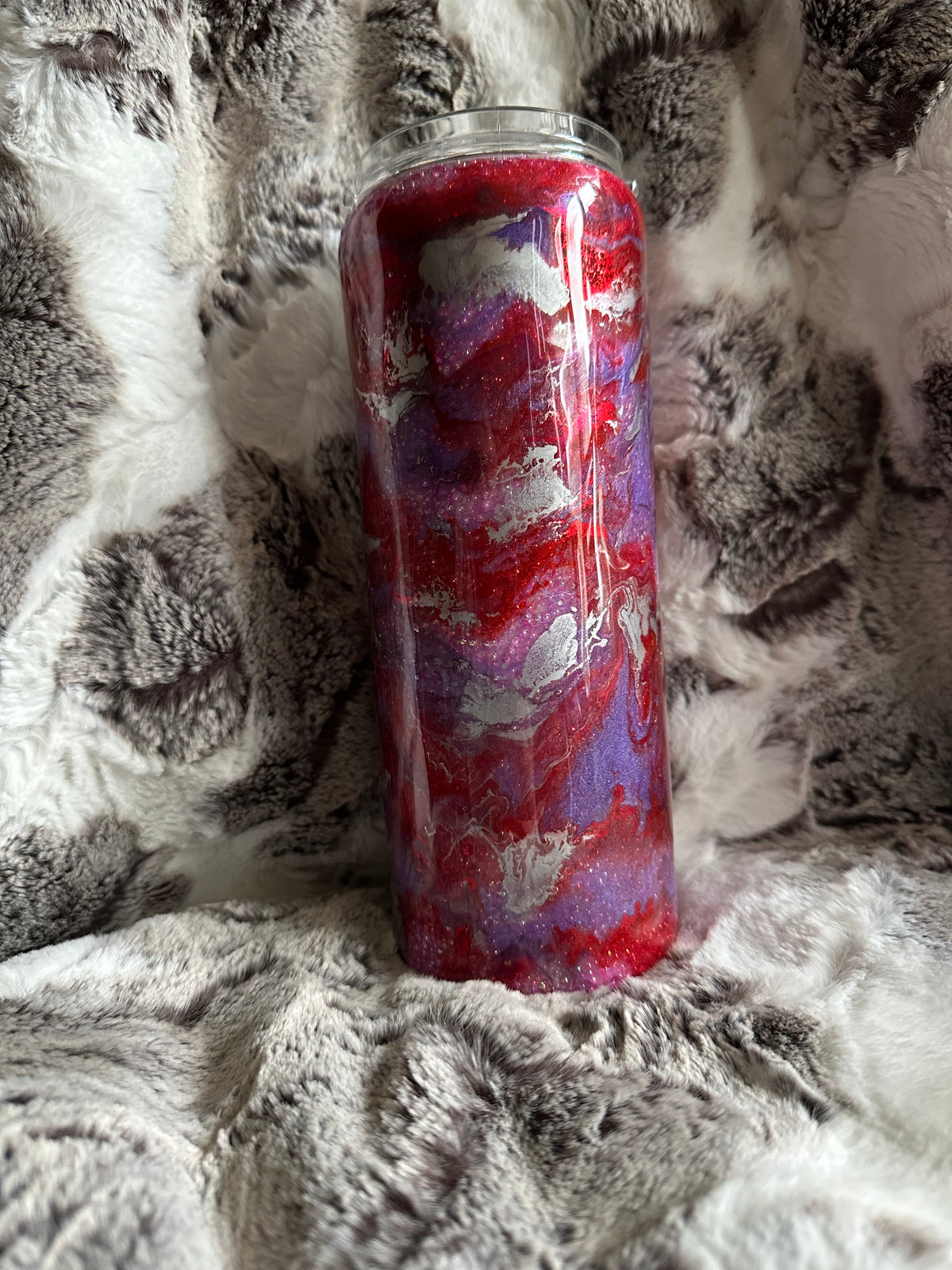 Red/Purple/Silver Ink Swirl 30 ounce tumbler