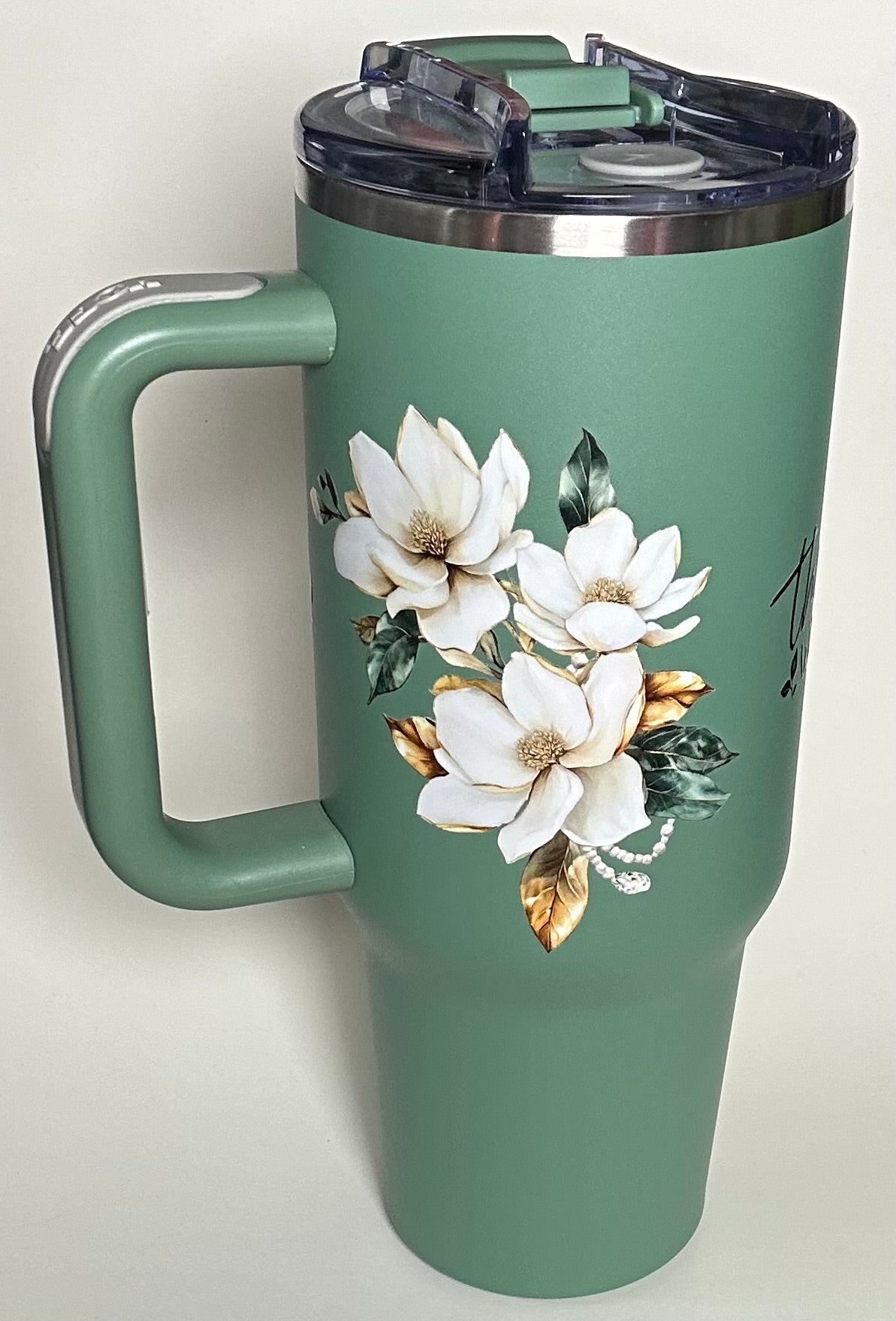 40 ounce Sage Green Tumbler- Grow Through