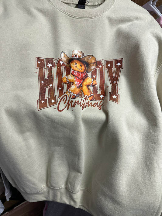 Sand Gildan Crewneck Size Medium Howdy Christmas