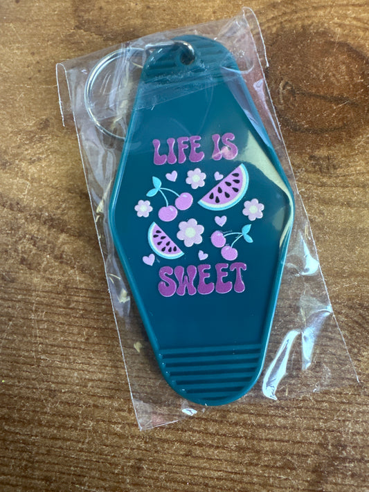 Life is Sweet Blueish/Green Keychain