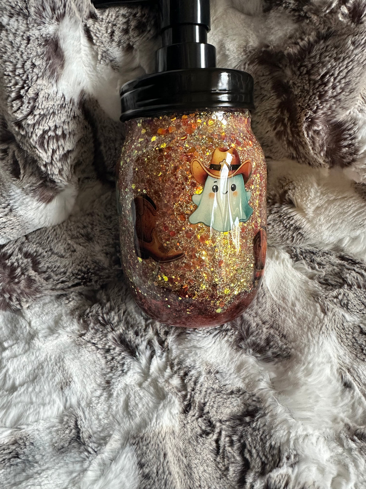 Pint soap jar- western fall ghost