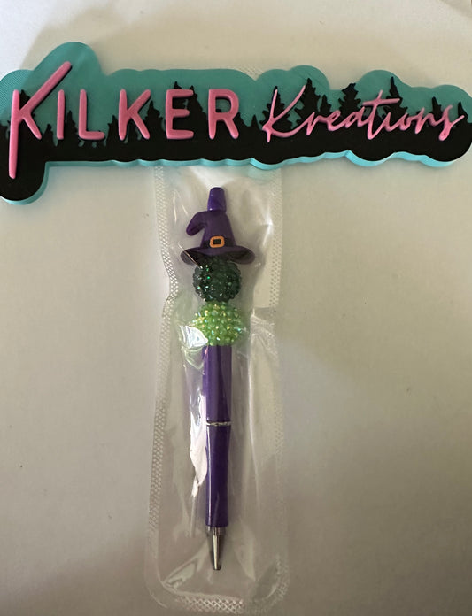 Purple Witch Hat Beaded Pen