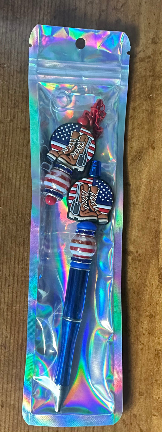 American Boots Pen and Straw Charm
