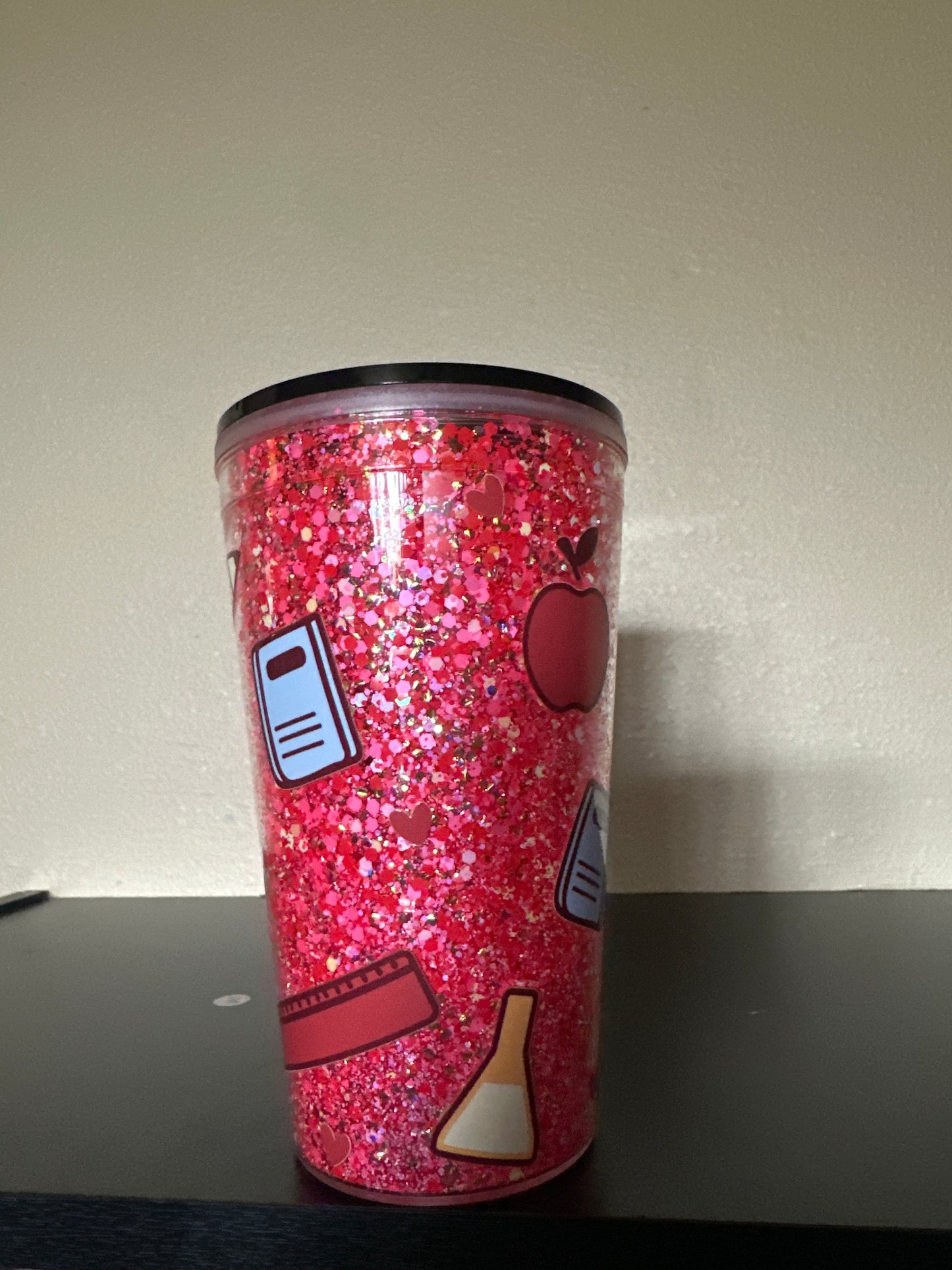 16 ounce tapered teacher tumbler dry glitter
