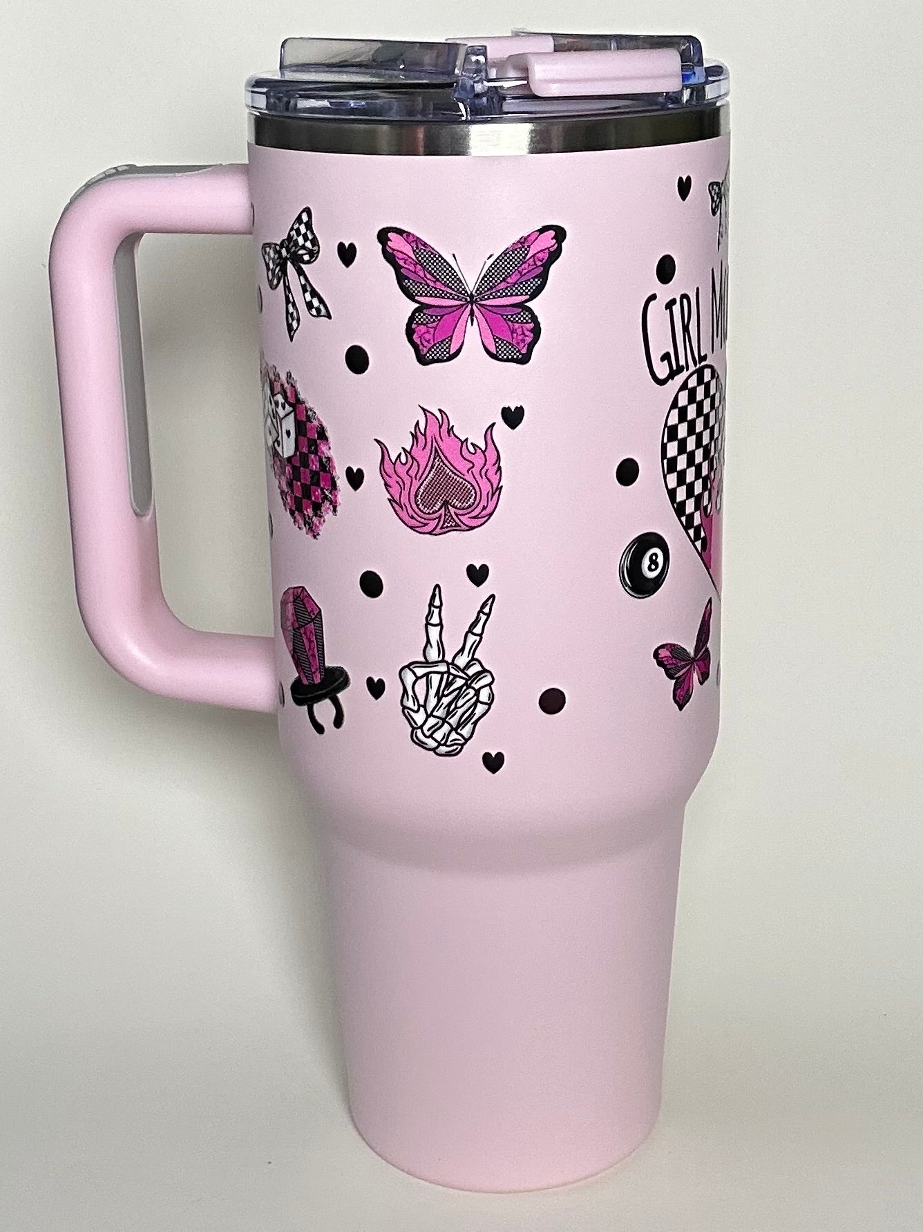40 ounce Light Pink Tumbler- Girl Mom