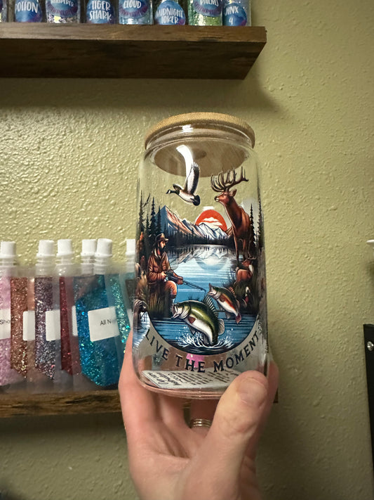 Glass 16 ounce tumbler-Live in the Moment