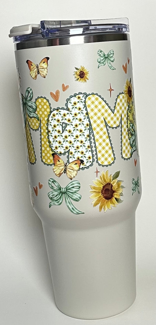 40 ounce Beige Sunflower Mama Tumbler
