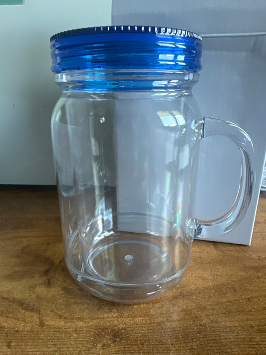 20 ounce Acrylic Snowglobe Mug with Blue Lid