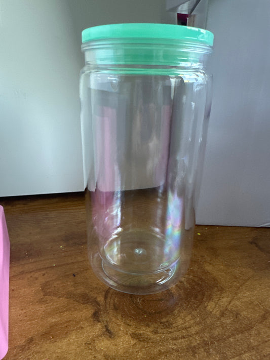 16 ounce acrylic snowglobe teal lid