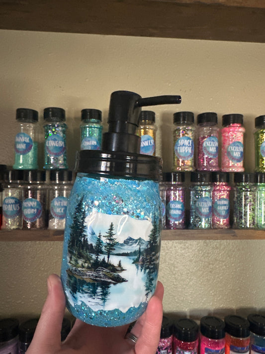 Pint Sized Soap Jar- Mountains