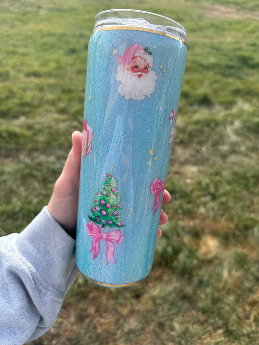 20 ounce Skinny Blue Christmas Epoxy Tumbler