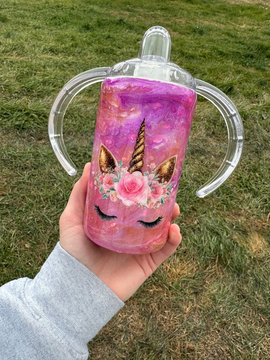 12 Ounce Straight Sippy/Lid Epoxy Glow Tumbler