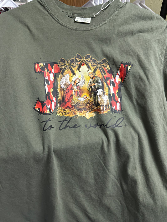 Hunter Green Comfort Colors T Shirt Size Medium Joy to the World
