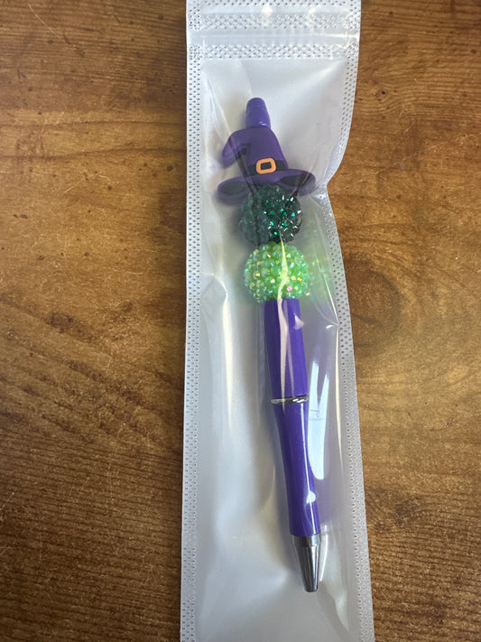 Purple and Green Witch Hat Pen