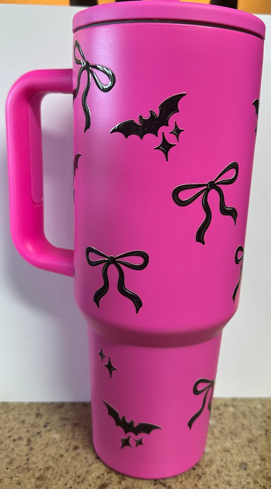 40 ounce Hot Pink Bats Sipping Tumbler