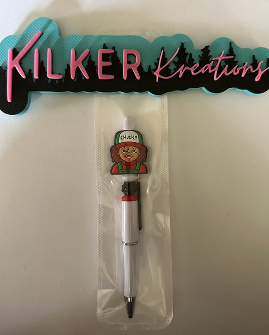 Halloween White Beaded Pen