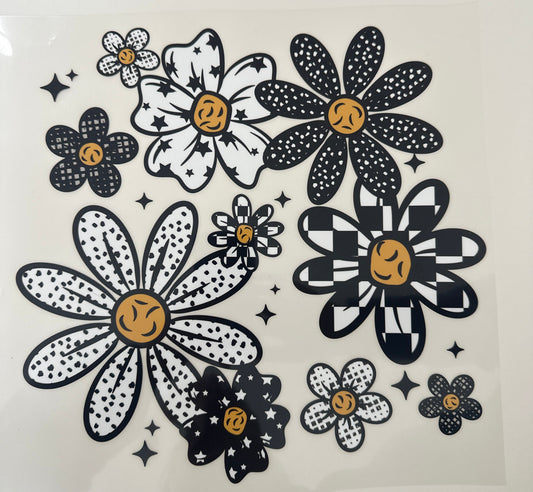 Black and White Daisies Shirt Transfer