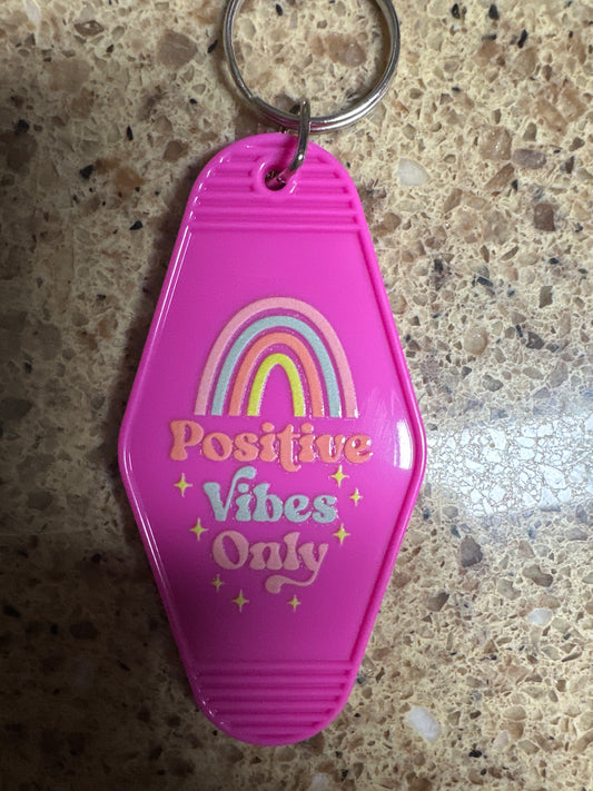 Pink Positive Vibes Only Keychain