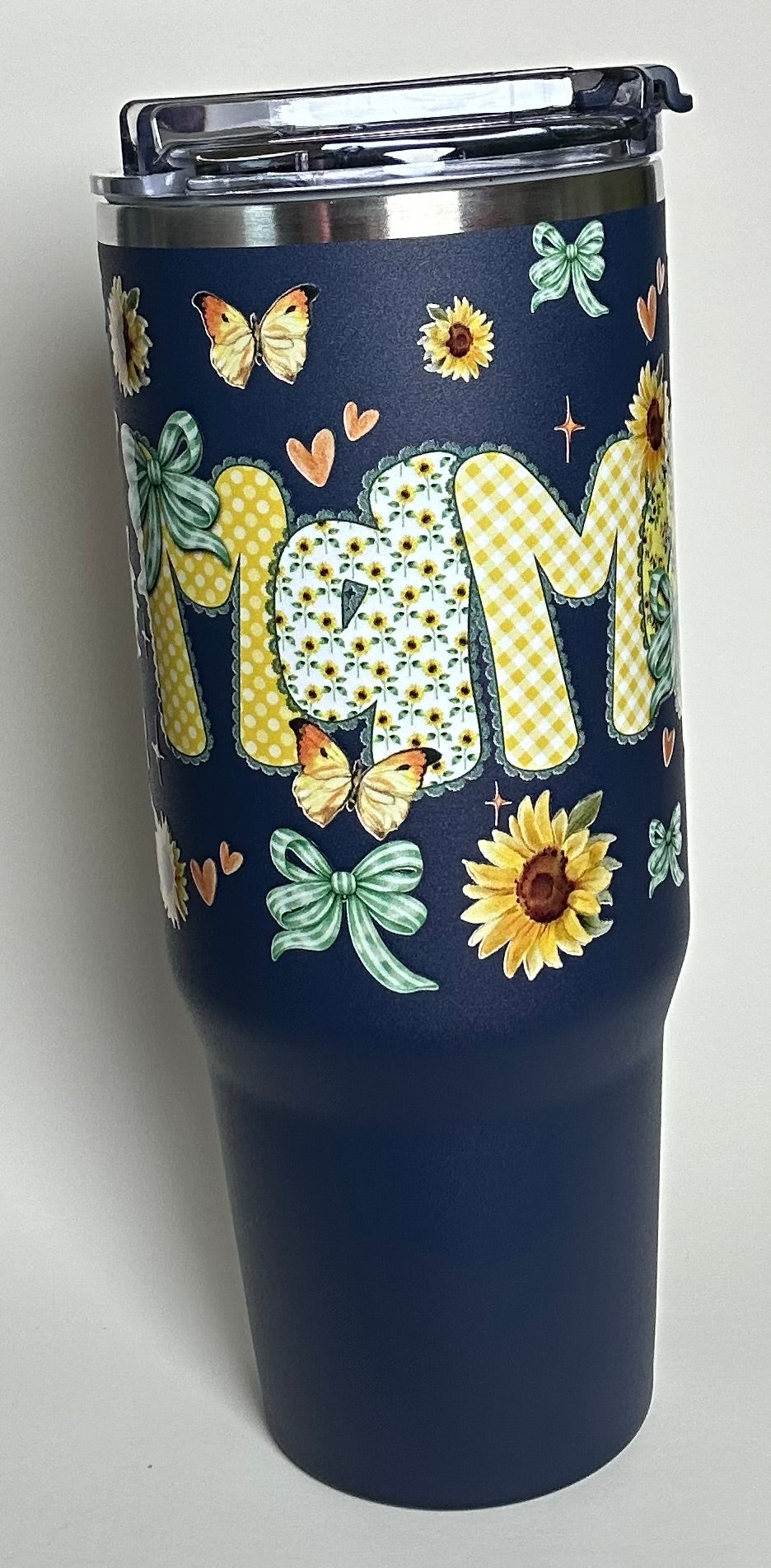 30 ounce Navy Stainless Steel Sunflower Mama Tumbler