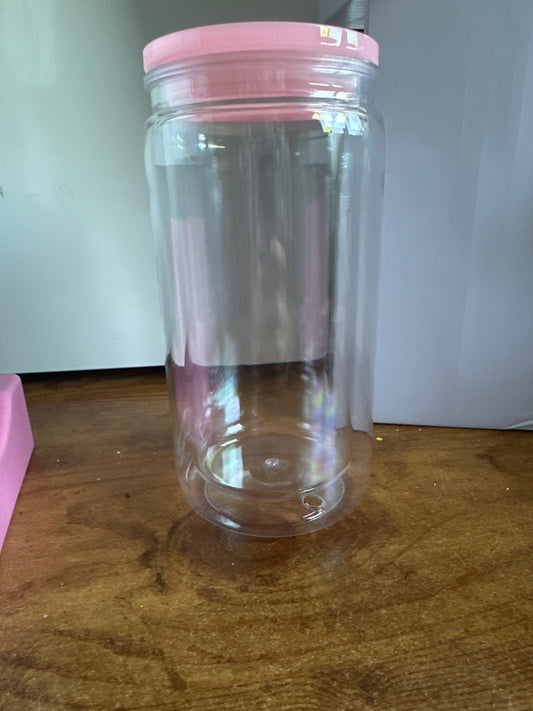 16 ounce acrylic snowglobe tumbler pink lid